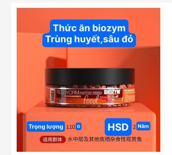 Thức ăn Viên cám dán kính Biozym Red Worm Tab Patch Trùng huyết , Sâu đỏ giúp cá háu ăn kích size kích màu cá cực tốt