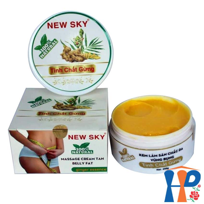 Kem massage săn chắc da vùng bụng tinh chất gừng New Sky Belly Fat Ginger Essence Massage Gel 250gr (hỗ trợ giảm béo, tan mỡ đùi, bắp tay, hông) Hani Peni