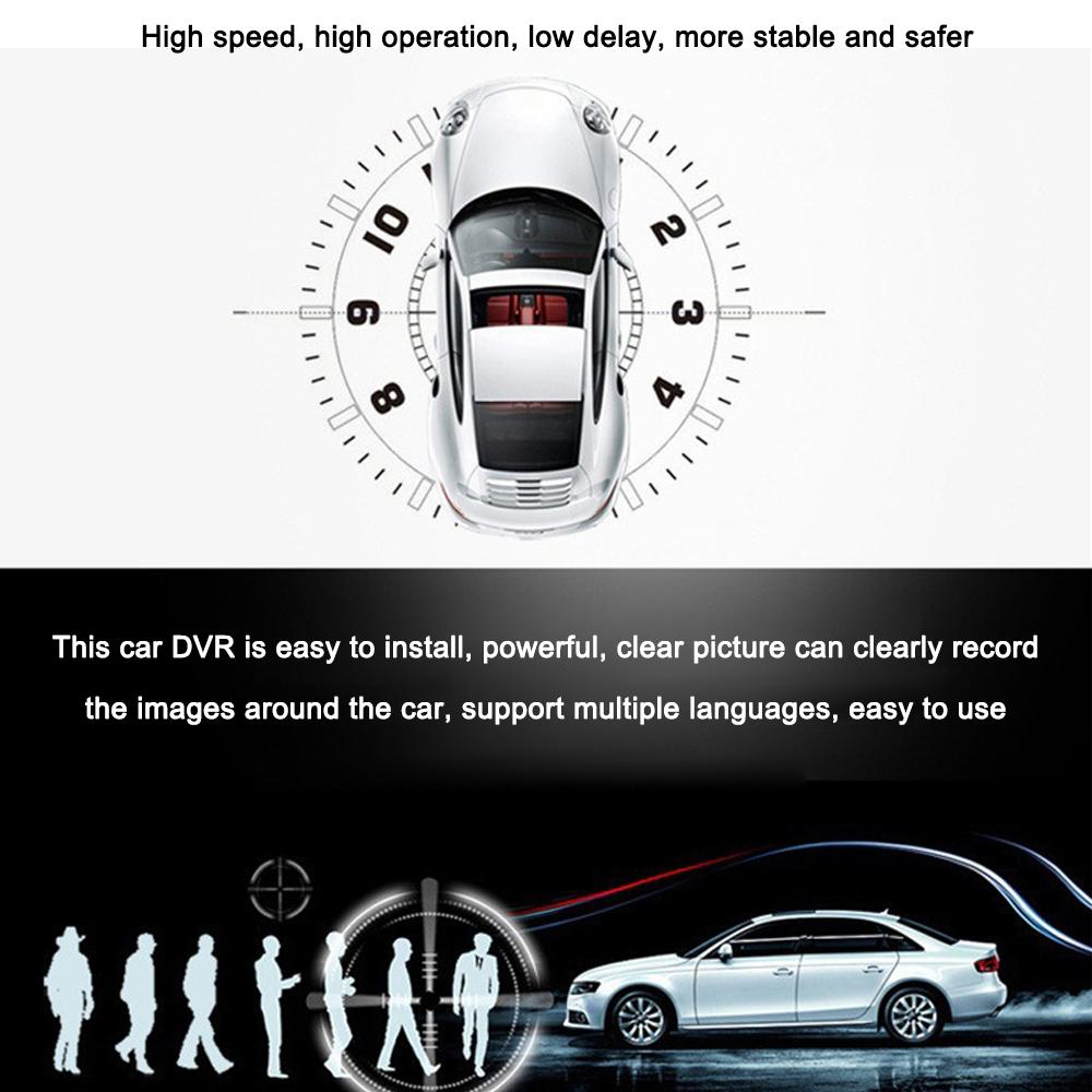 Multi-language Dual Lens Car Video Recorder Real View Navigation Auto Dash Cam Night Viewing Car Camera Recorder Voice Assistant DVR Wide Angle Car Camcorder