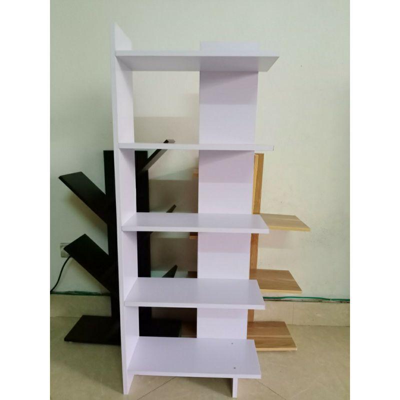 KỆ GÓC TƯỜNG 5 TẦNG MÀU TRẮNG - KỆ GỖ TRANG TRÍ PHÒNG MÀU TRẮNG