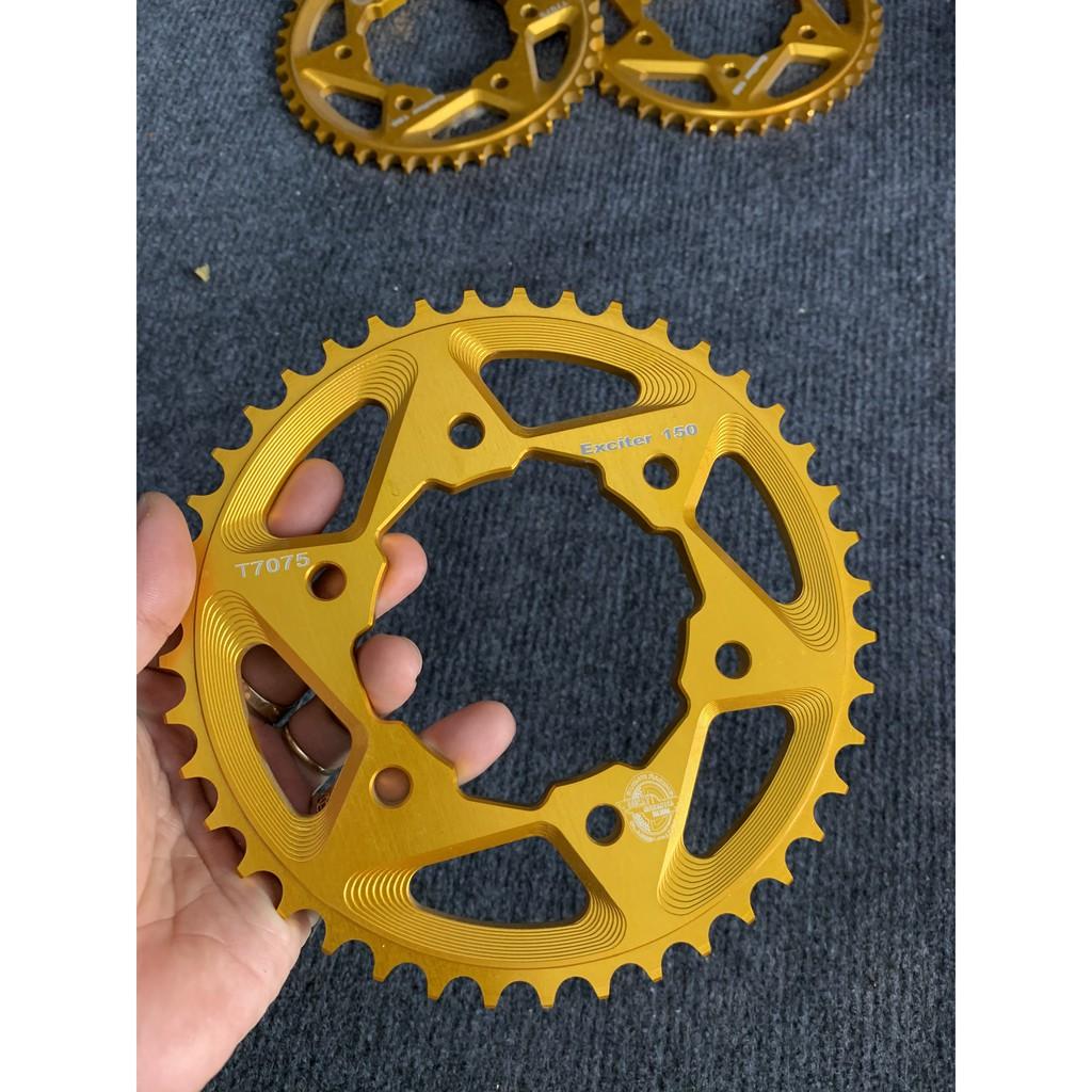 Nhông sên dĩa , Dĩa Tải Nhôm T7075 màu vàng chính hãng Cho dòng xe exciter150 cực xịn Lắp như zin