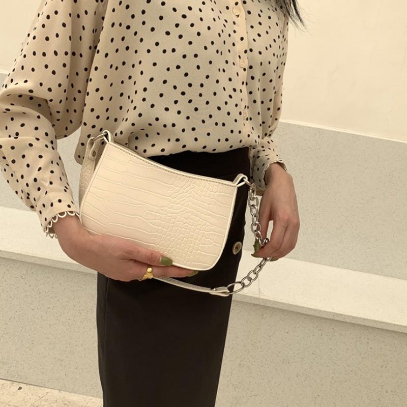Túi kẹp nách, Túi đeo vai, Túi cầm tay bằng da PU cá sấu kiểu dáng đơn giản hợp thời trang, rộng rãi