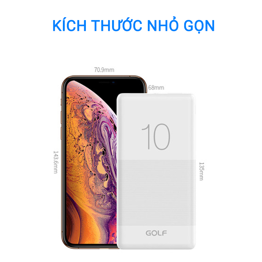 Pin sạc dự phòng 10000mAh Golf CANDY G80 - Hàng chính hãng