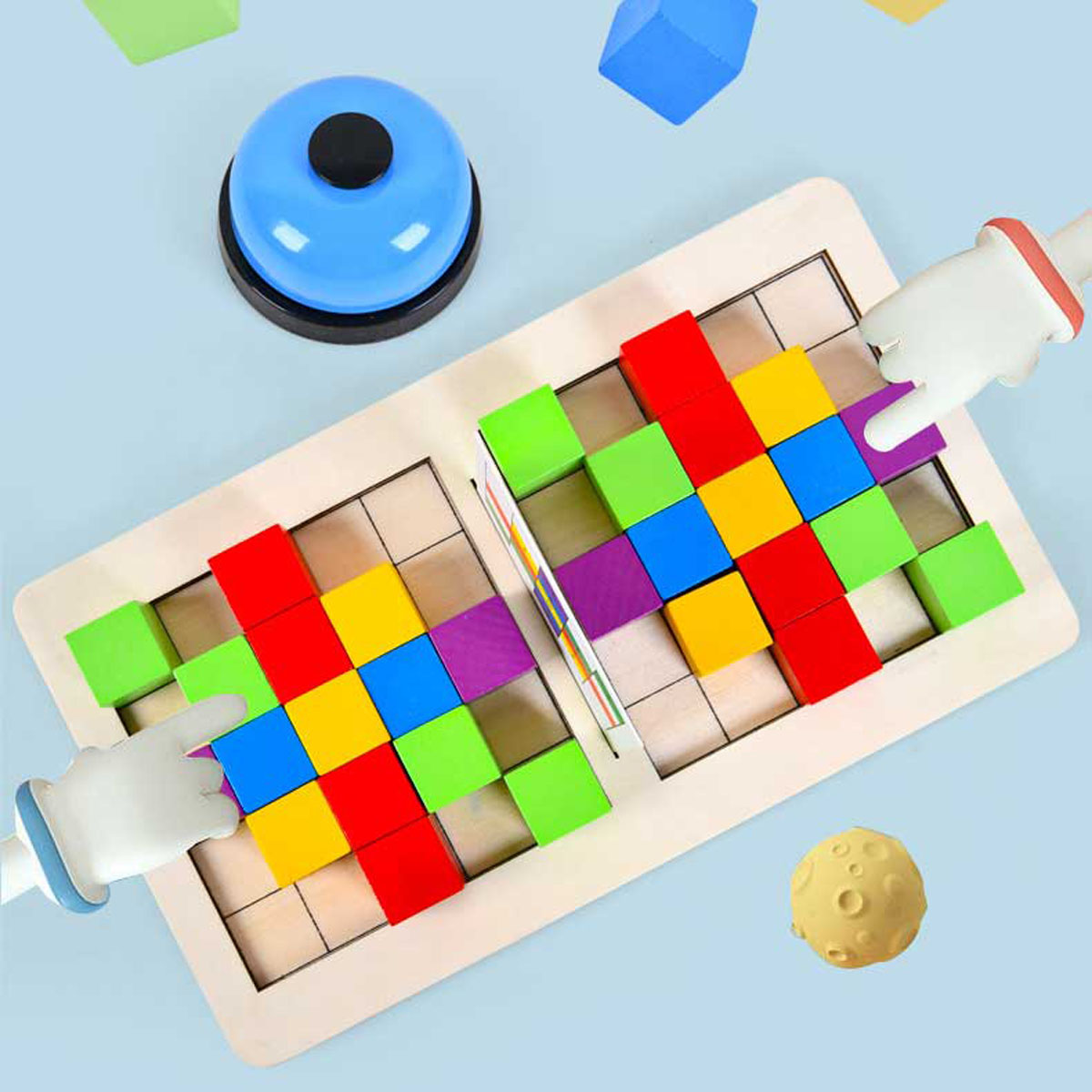 ĐỒ CHƠI SONG ĐẤU TƯ DUY KHỐI LẬP PHƯƠNG WOODEN DOUBLE BATTLE BLOCKS TOYS BUILDING BLOCK LOGICAL PRE-SCHOOL COLORFUL