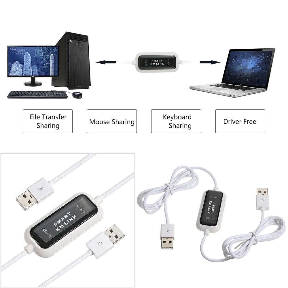 Cáp USB Chuyển Đổi Dữ Liệu Kết Nối Máy Tính Với Máy Tính Đồng Bộ Bàn Phím Chuột Smart KM Link - Hàng Nhập Khẩu