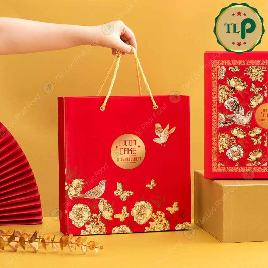 Hộp 4 bánh Trung Thu Tân Lộc Phát | Quà Tặng Trung Thu Đoàn Viên | Nhân Bánh Nhiều Vị (Thập Cẩm, Đậu Xanh, Khoai Môn, Dừa, Trà Xanh)