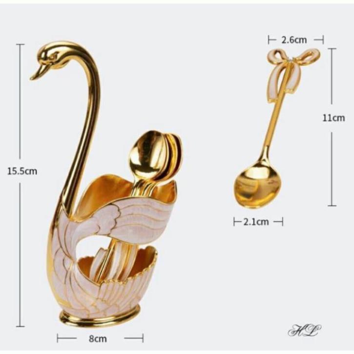 Bộ giỏ sứ thiên nga kim loại kèm thìa hoặc dĩa dĩa