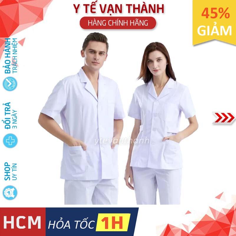 Áo Y Tá, Dược Sĩ, Điều Dưỡng Trắng (Ngắn Tay) Nam Nữ -VT0175