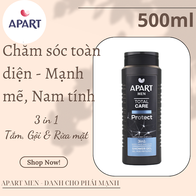 Gel tắm nam Apart Men dưỡng ẩm, bảo vệ da đặc biệt lưu hương 500ML