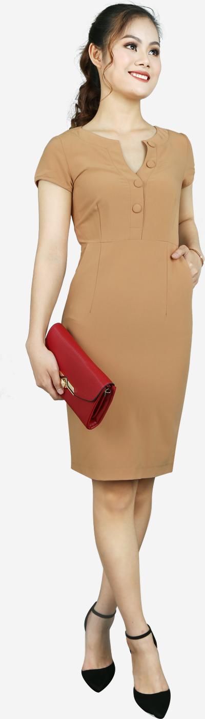 Đầm suông nâu nhạt DDY1343NN