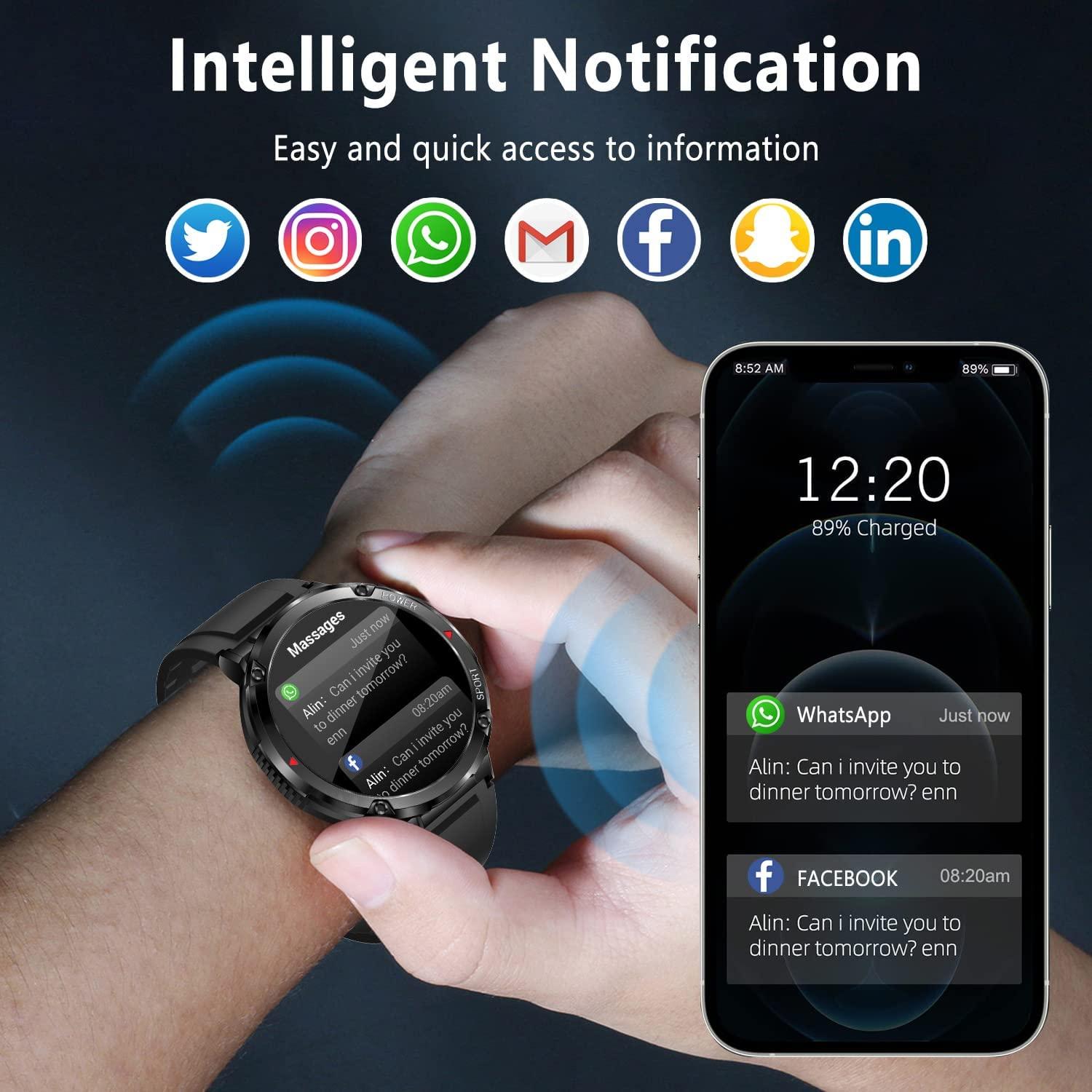 Đồng hồ thông minh mới dành cho nam giới Thể thao ngoài trời Đồng hồ thông minh dành cho nam giới Đồng hồ gọi Bluetooth 1.6 inch 600 mAh Pin IP68 Đồng hồ chống nước
