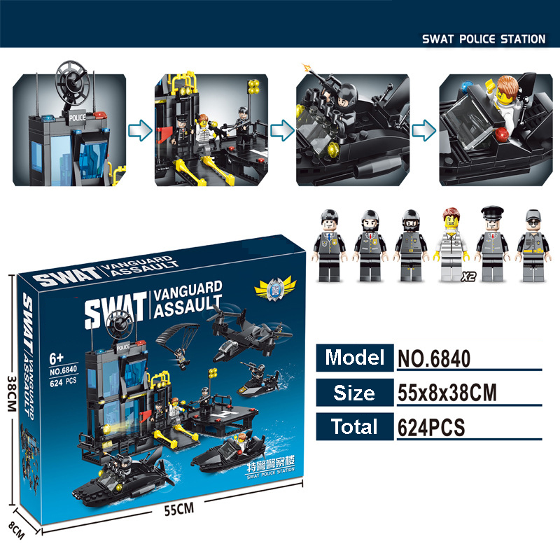 Bộ Đồ Chơi Lắp Ráp Kiểu Lego Police Mô Hình Đồn Cảnh Sát Chống Tội Phạm Với 600+ Chi Tiết