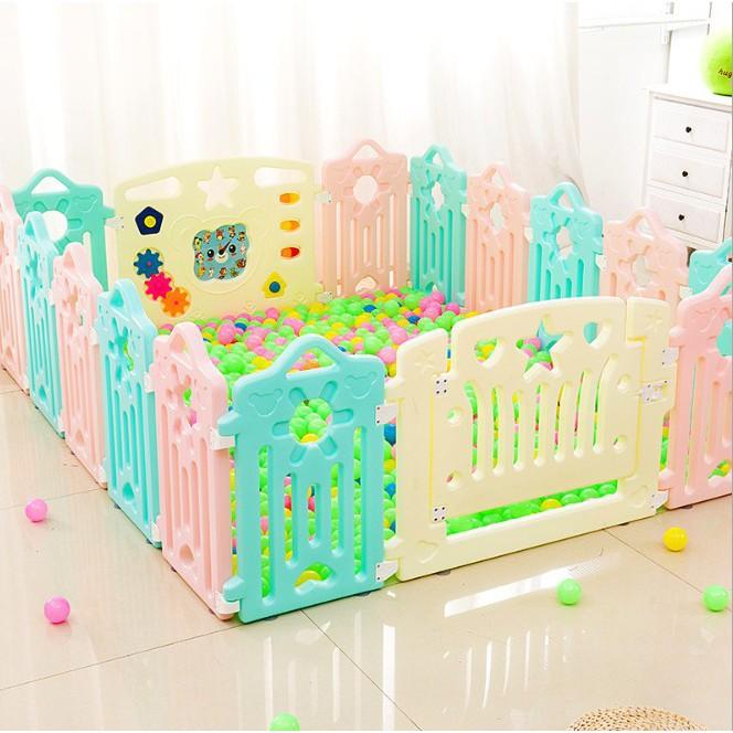 Quây cũi nhựa PE cao cấp Play&amp;Happy 12 miếng ghép 1.2x1.55m - Home and Garden