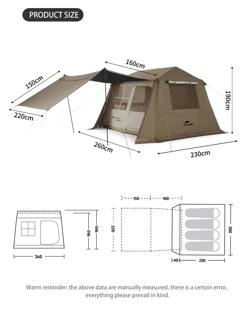 Lều Mở Nhanh Naturehike CNK2300ZP021 Village 6.0 Thế Hệ Hai Lều Hình Ngôi Nhà