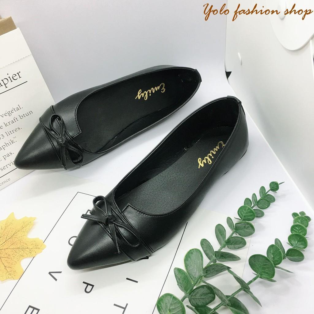 Hình thật-B8-Giày bệt búp bê nữ đính nơ hàng VNXK siêu mềm êm chân