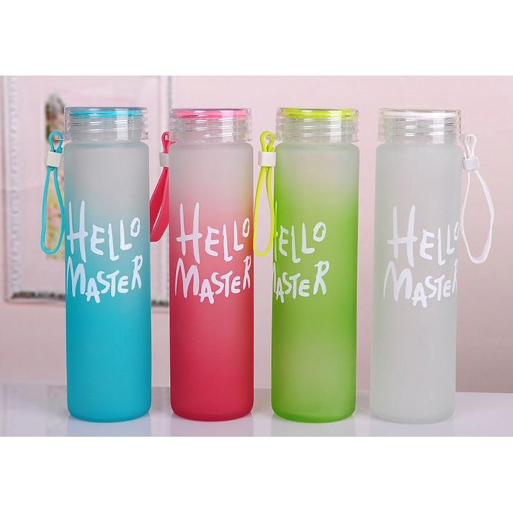 Chai đựng nước thủy tinh Hello Master 400ml&amp;480ml , bình thủy tinh đựng nước Hello Master