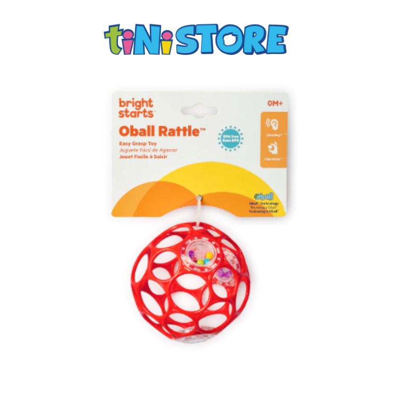 tiNiStore-Đồ chơi bóng kèm xúc xắc gặm nướu màu đỏ Oball 11487
