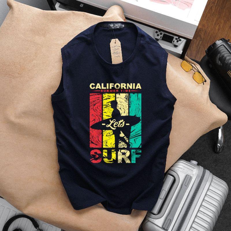 Áo thun ba lỗ màu xanh đen, rêu vải cotton tanktop bigsize nam 80-130kg