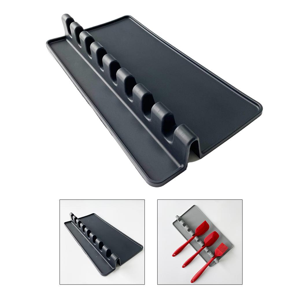 Silicone Spoon Rest Pad Heat Resistant Kitchen Spatula Utensil Rest