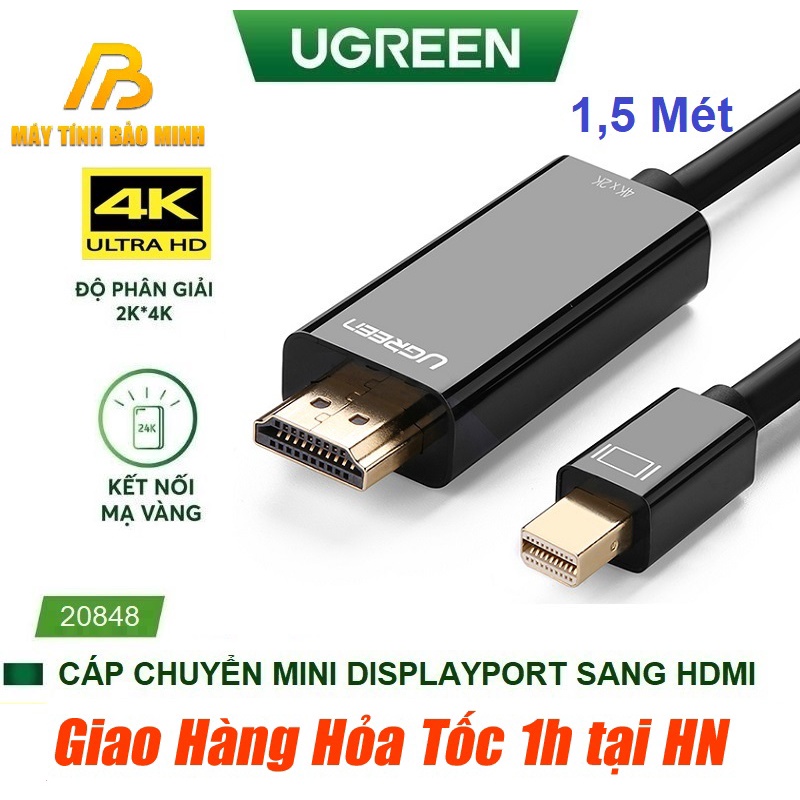 Hình ảnh Cáp Mini Displayport (Thunderbolt) To HDMI 4K Ugreen 20849 (1.5m) – Hàng Chính Hãng