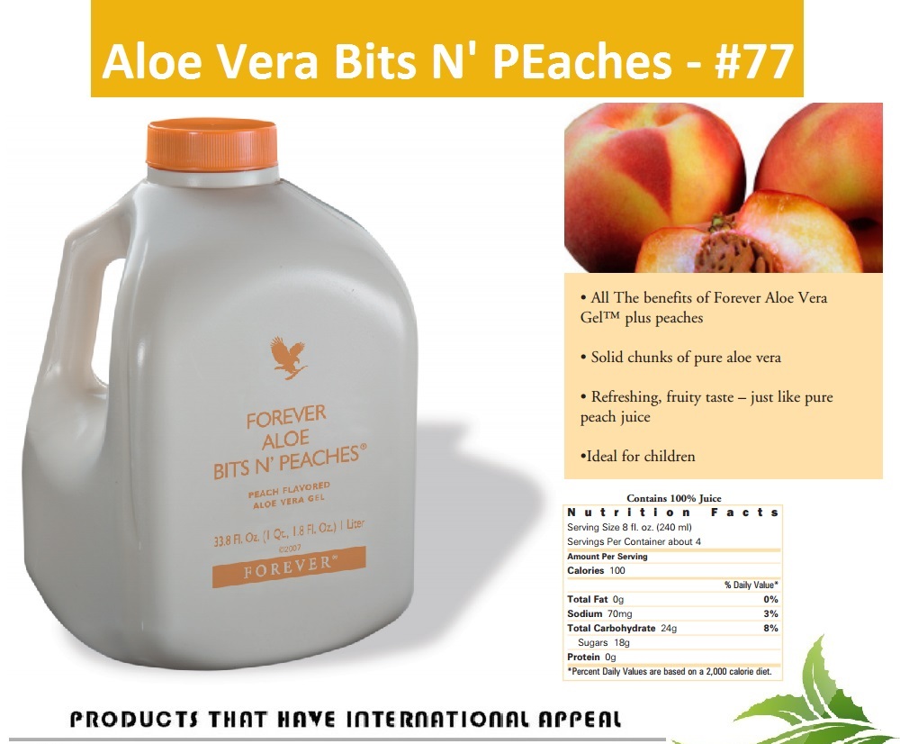 Bình nước Nha đam + Đào Forever Aloe Bits N'Peaches (#077) (1l)