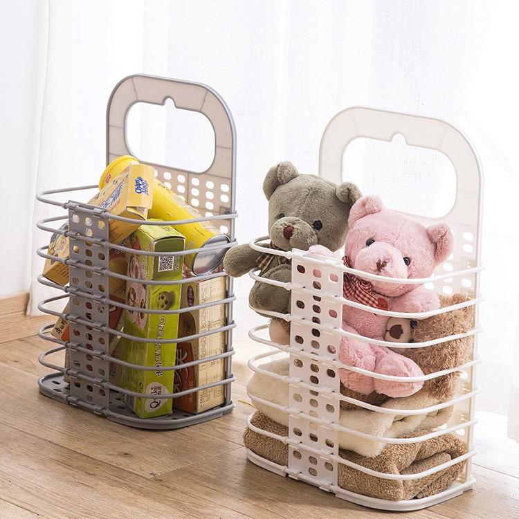 Giỏ nhựa đựng quần áo và đồ dùng sinh hoạt treo tường có thể gấp gọn