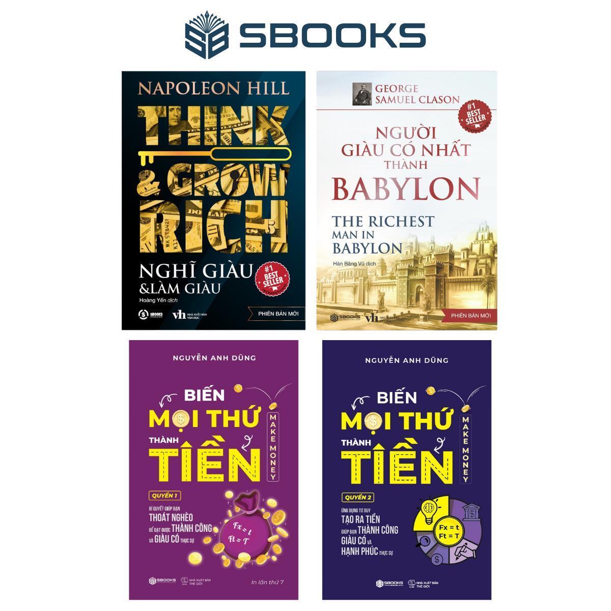 Sách Combo 4 Cuốn : Nghĩ Giàu Làm Giàu - Người Giàu Có Nhất Thành Babylon - Biến Mọi Thứ Thành Tiền Quyển 1+2 - SBOOKS