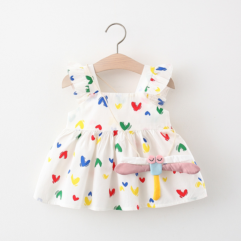 Set đầm xòe bé gái kèm phụ kiện đeo chéo xinh xắn, đầm cho bé mùa hè từ 9-18kg - váy xòe cho bé