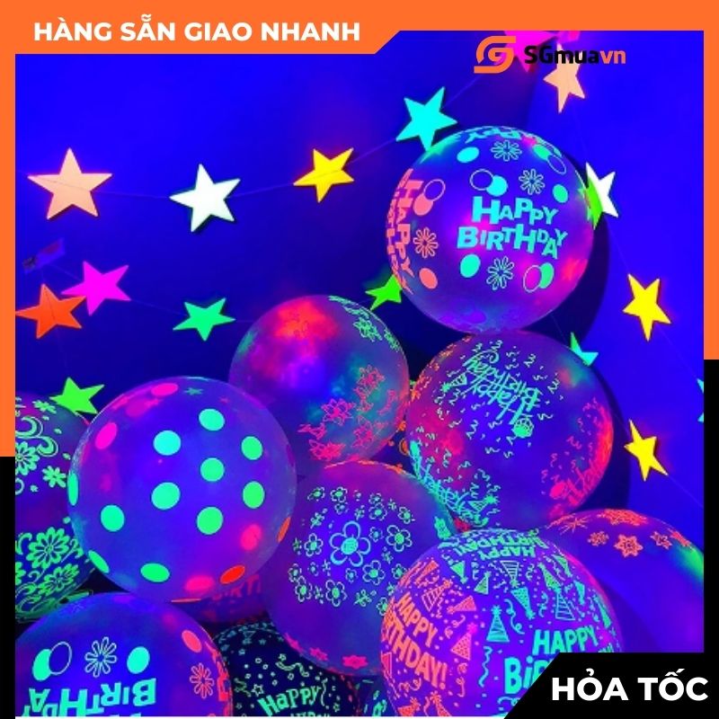 1 Bong bóng dạ quang 12 inch ~ 30cm trang trí nhà cửa tiệc sinh nhật lễ hội