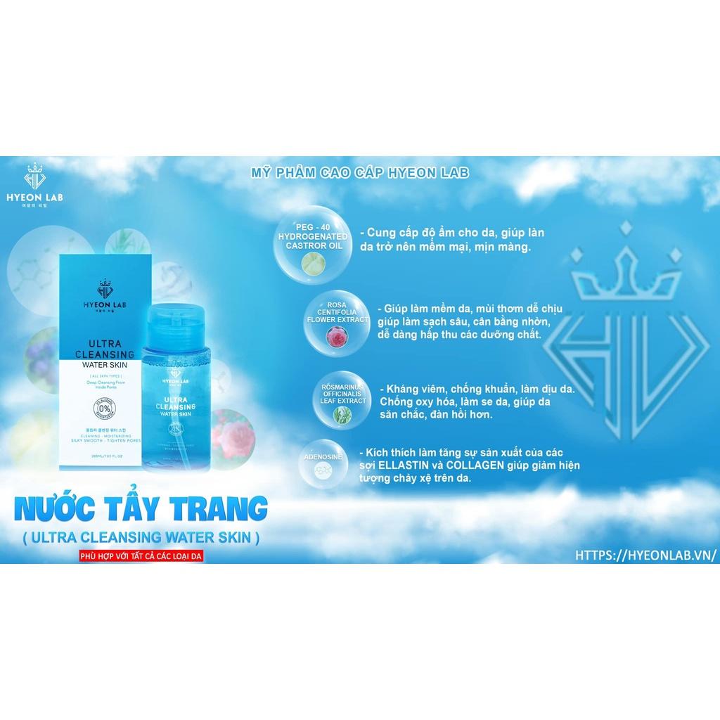 Ultra Cleansing Water Skin| Tẩy Trang Hyeon Lab | Làm sạch lớp make up, bụi bẩn, hỗ trợ giảm nhờn, se khít lỗ chân lông