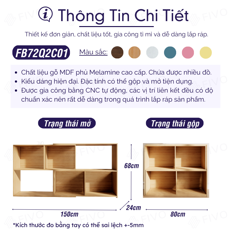 Kệ Sách Để Sàn FIVO FB72 Màu Vân Gỗ, Thiết Kế Hiện Đại, Điều Chỉnh Kích Thước Thông Minh, Tiết Kiệm Diện Tích - Hàng Chính Hãng