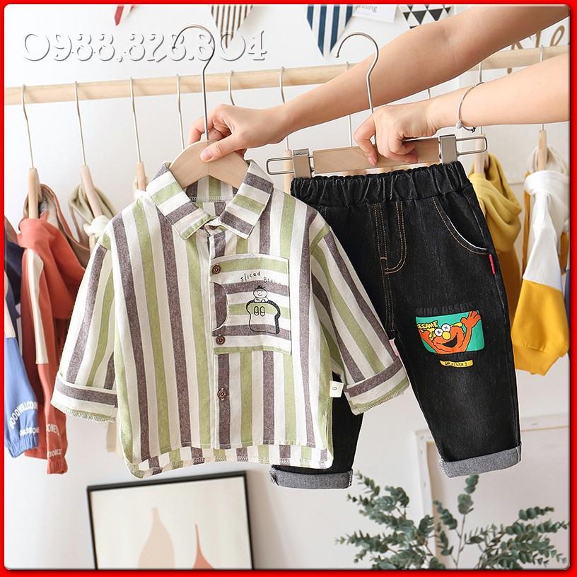 BS7 Size80-120 (8-23Kg) Set bộ bé trai (Áo sơ mi - Quần jean) Quần áo trẻ em hàng quảng châu