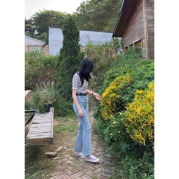 Quần jeans Luna ống loe cạp cao