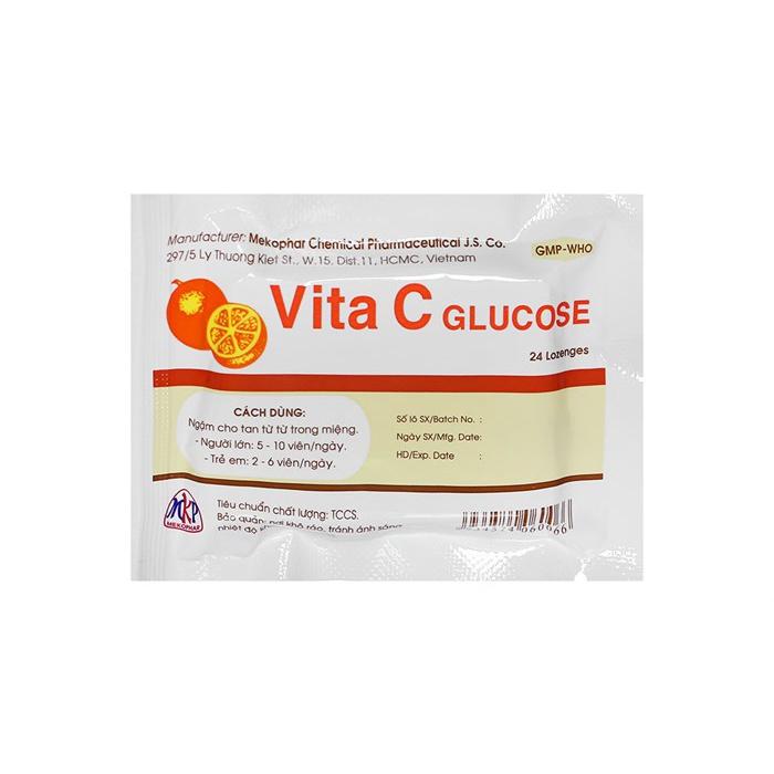 Viên kẹo ngậm vitamin C Mekophar - Vita C Glucose Meko (túi 24 viên