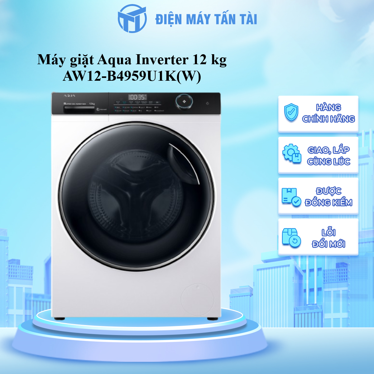 AW12-B4959U1K(W) - Máy giặt Aqua Inverter 12 kg AW12-B4959U1K(W) - Hàng Chính Hãng - Chỉ Giao Hồ Chí Minh