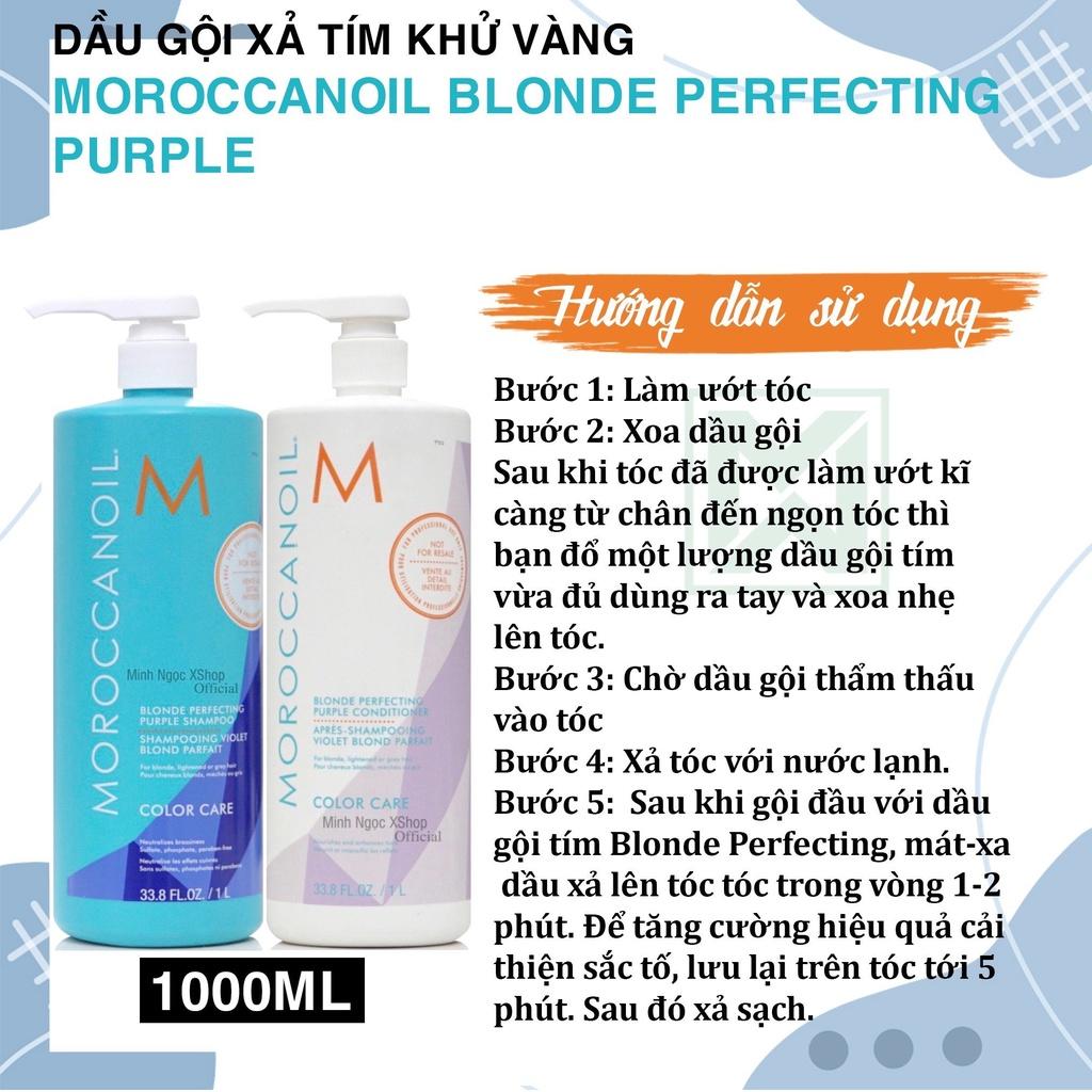 Dầu gội tím khử vàng Moroccanoil Blonde Perfecting 200ml/1000ml + Kèm gội xã gói Karseell Mini 15ml*2