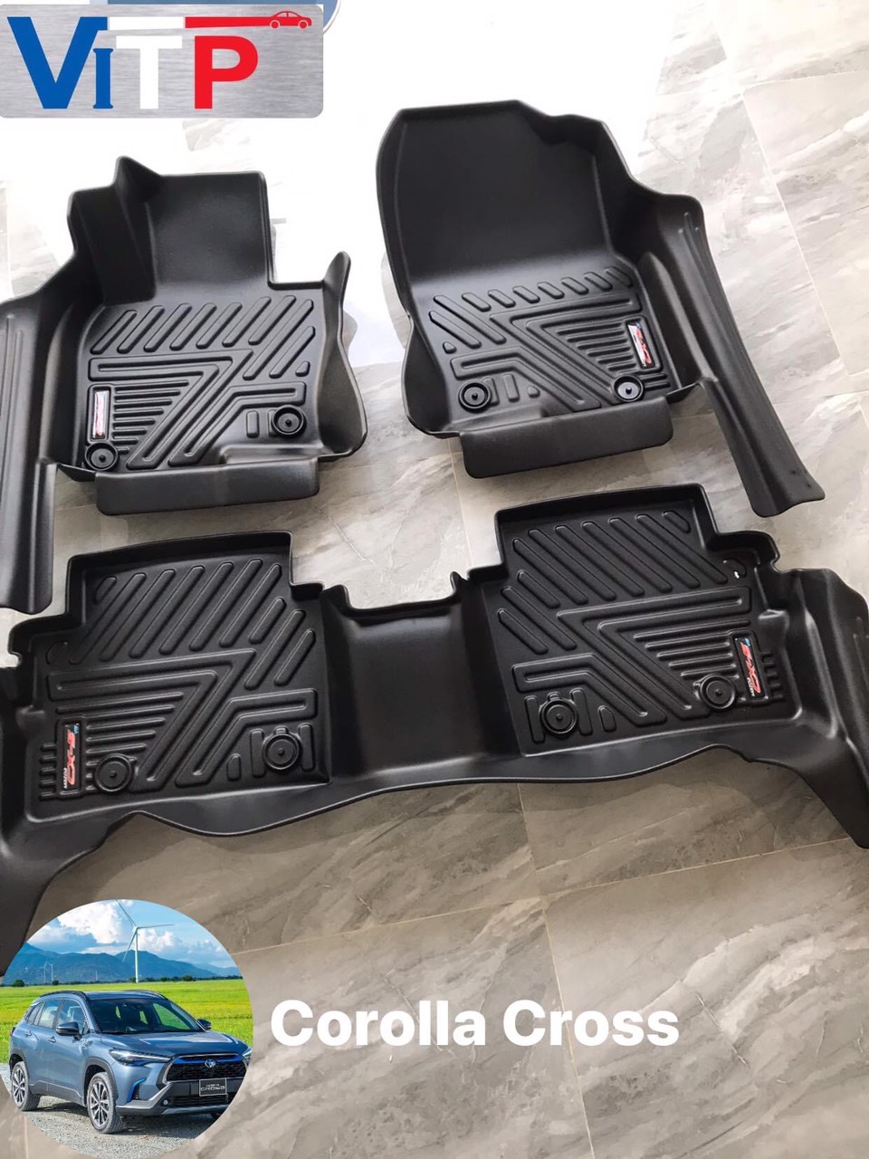 Thảm sàn ViTP Toyota Corolla Cross Tràn Viền Bậc Cửa