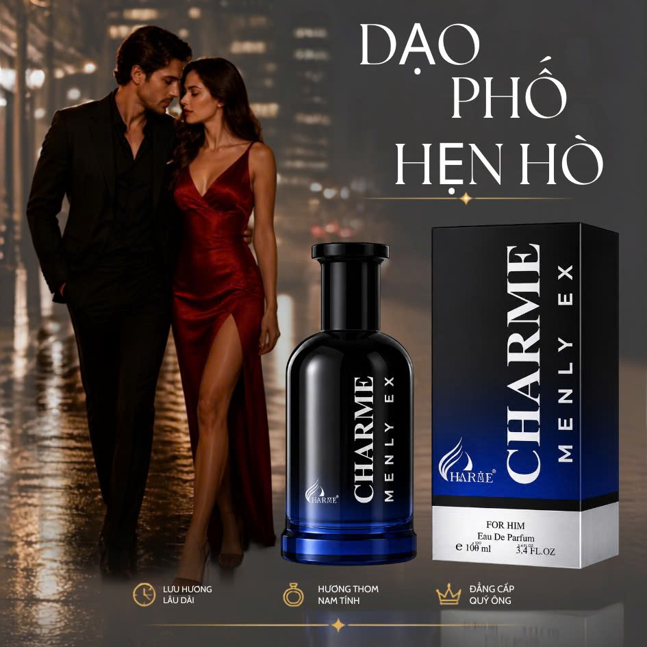 [HÀNG MỚI VỀ] Nước Hoa Nam Charme Menly Ex 100ml Chính Hãng – Phiên Bản Mới – Nam Tính, Mạnh Mẽ, Lưu Hương 7–12H