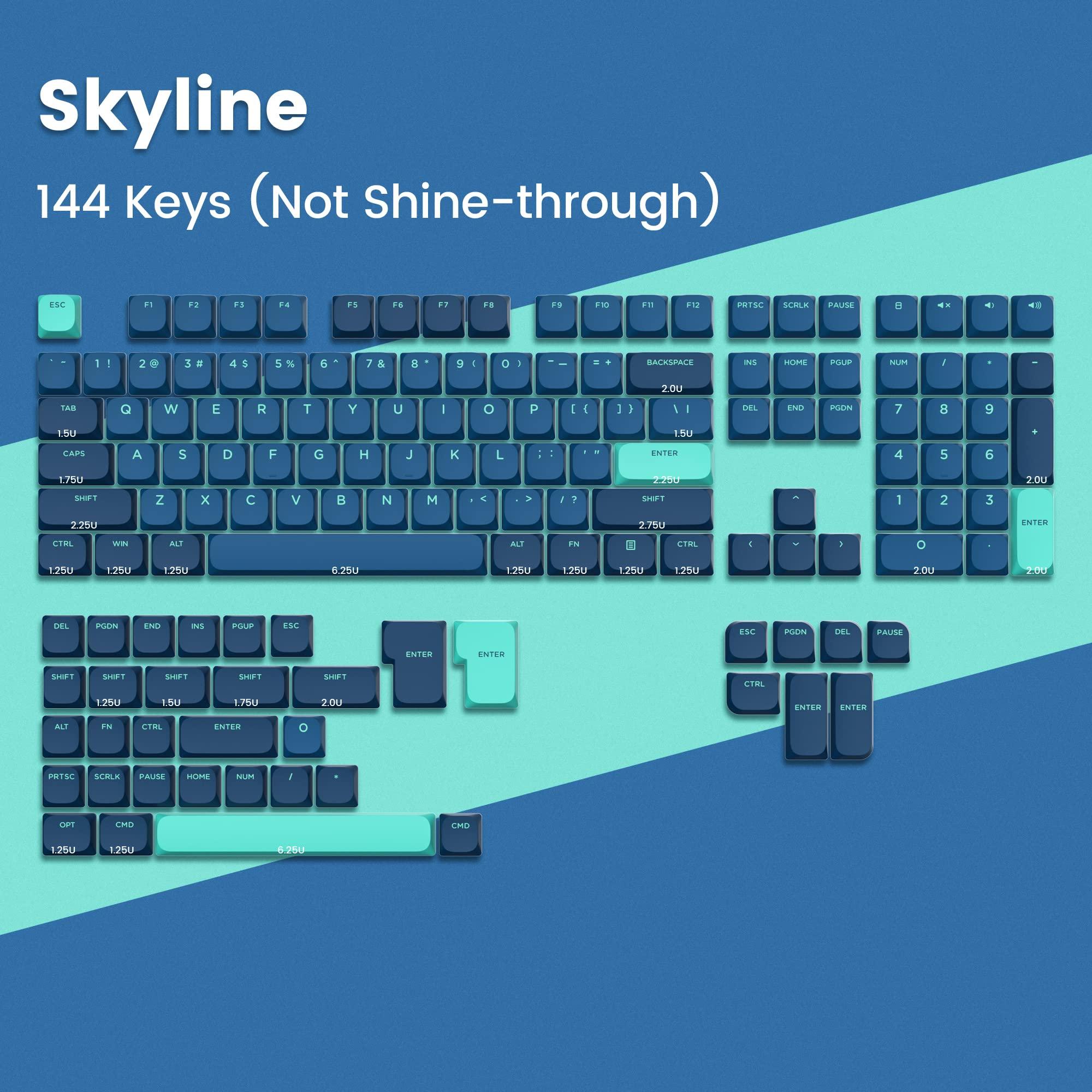 144/137 Key Cấu hình thấp Blue PBT Keycap Backlit KeyCap cho Cherry Gateron MX Game Cơ khí Bàn phím