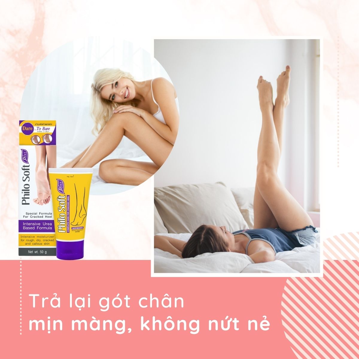 Kem thoa gót chân Philosoft Plus làm lành vết nứt, da chết và ngăn ngừa mồ hôi chân 50g