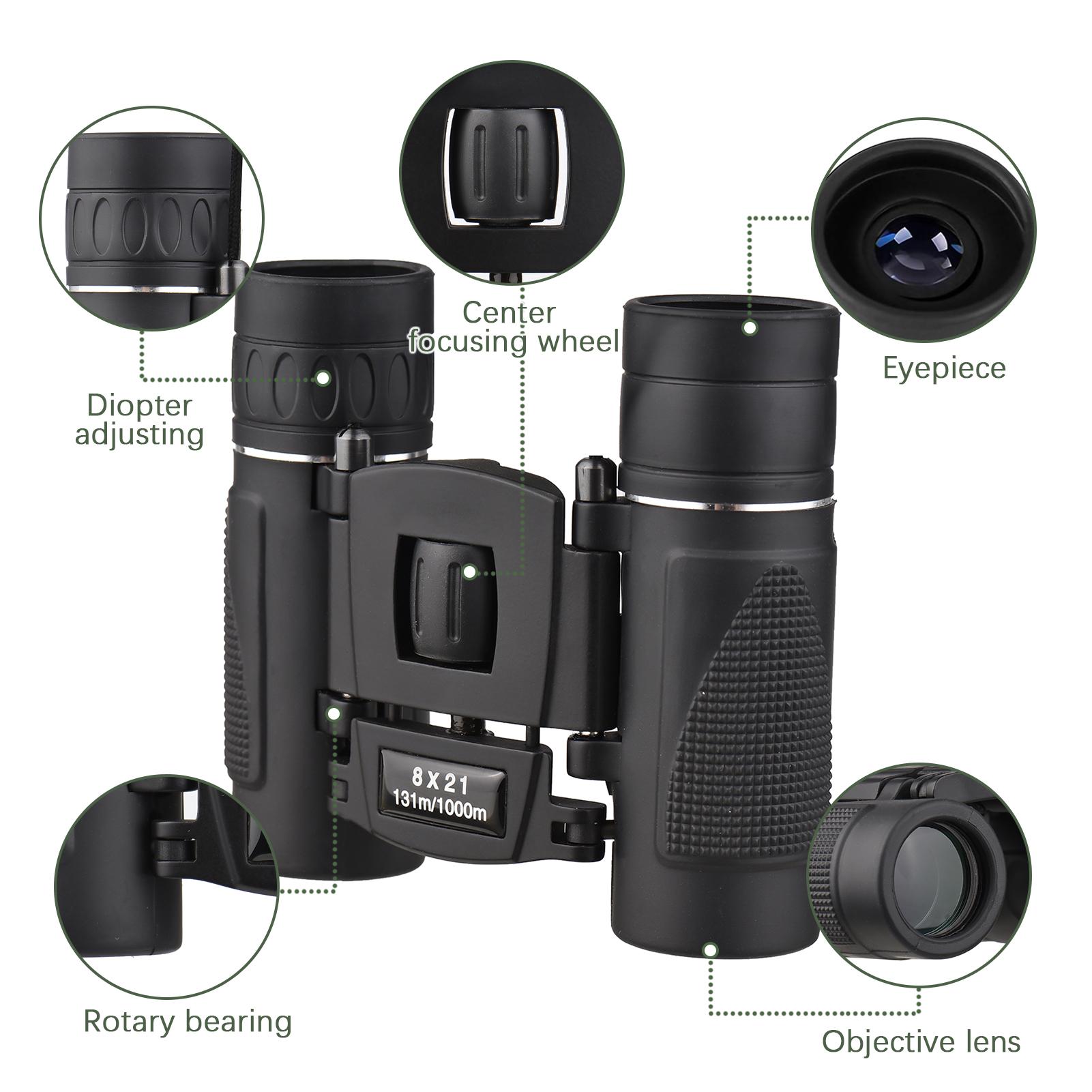 Mini Binoculars Foldable Pocket Binoculars for Adults Kids Bird Opera Watching Sightseeing Hiking Travel Concert Theater