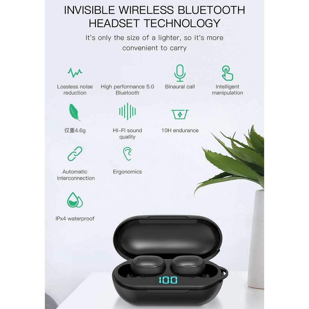 Tai nghe không dây mini H6 Bluetooth 5.0 âm thanh sống động HiFi kèm mic cho IOS Android