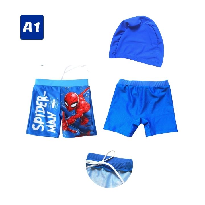 [TẶNG KÈM NÓN] - Quần bơi bé trai siêu nhân từ 10-39kg - Vải polyester co giãn tốt - Kiến Lửa