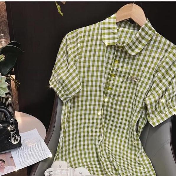Váy sơ mi váy suông nữ đầm suông sơ mi form rộng họa tiết kẻ caro hồng hottrend bkfrreship