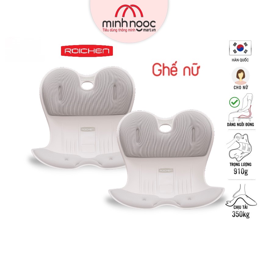 Ghế Roichen – Chính hãng Ghế chỉnh dáng ngồi đúng Roichen – Hàn Quốc Made in Korea. Dùng cho Nam, Nữ, Trẻ em. – Bộ 2, NữXám