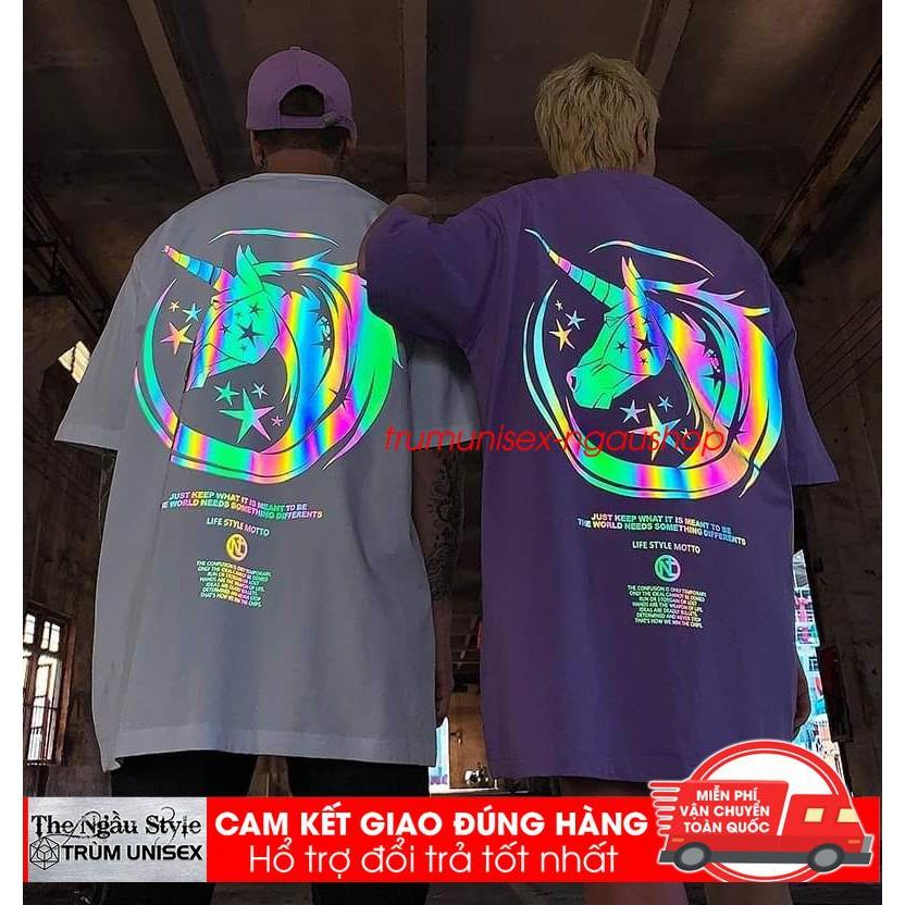 Áo Thun Phản Quang Ngựa 1 sừng Cotton 100% Form Rộng Unisex Nam Nữ Rẻ Đẹp Trùm Unisex aothununisex
