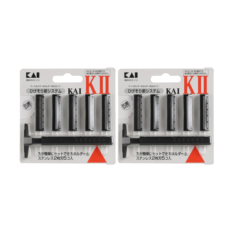 Dao Cạo Râu 2 Lưỡi Kép Kai 1 Thân, 5 Lưỡi - Nội Địa Nhật Bản - 2 Set