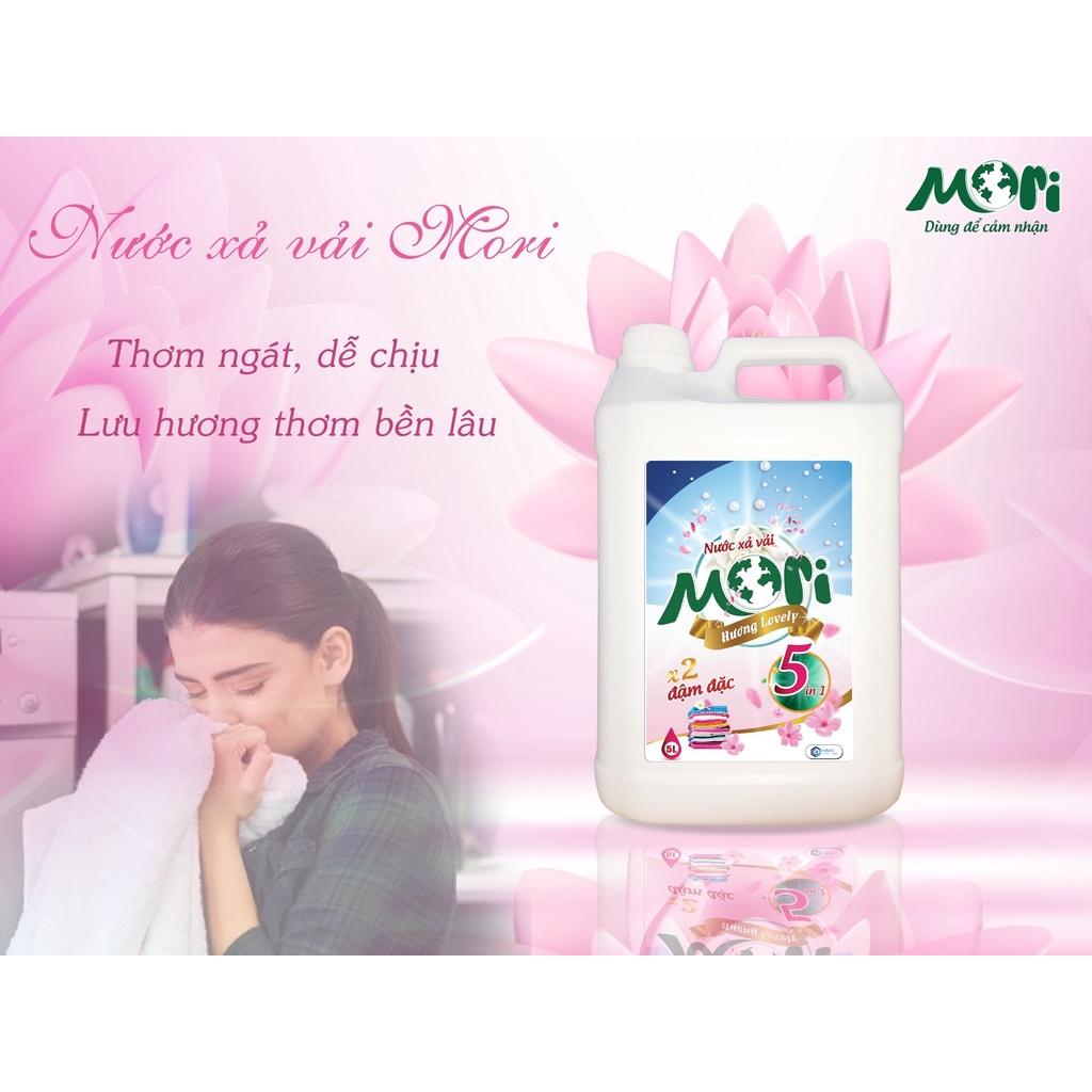 COMBO SIÊU TIẾT KIỆM Nước Giặt Mori Hương Lovely Can 4.75kg Và Nước Xả Vải Hương Lovely Can 5l