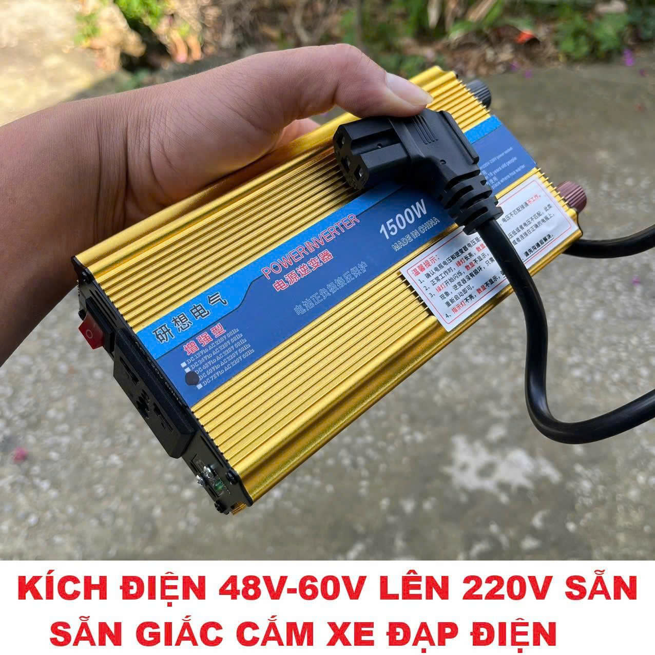 Bộ Chuyển Đổi Điện 48V/60V Sang 220V – Kích Điện Xe Điện Công Suất Mạnh, Cắm Là Dùng, đèn trang trí