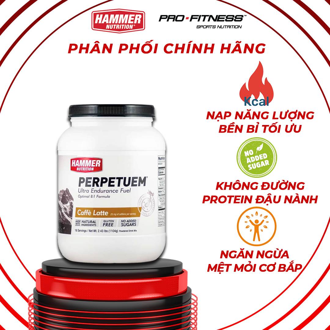 Thức uống bổ sung năng lượng Perpetuem Hammer Nutrition 16 Serving - Nước uống dinh dưỡng cung cấp năng lượng lâu dài